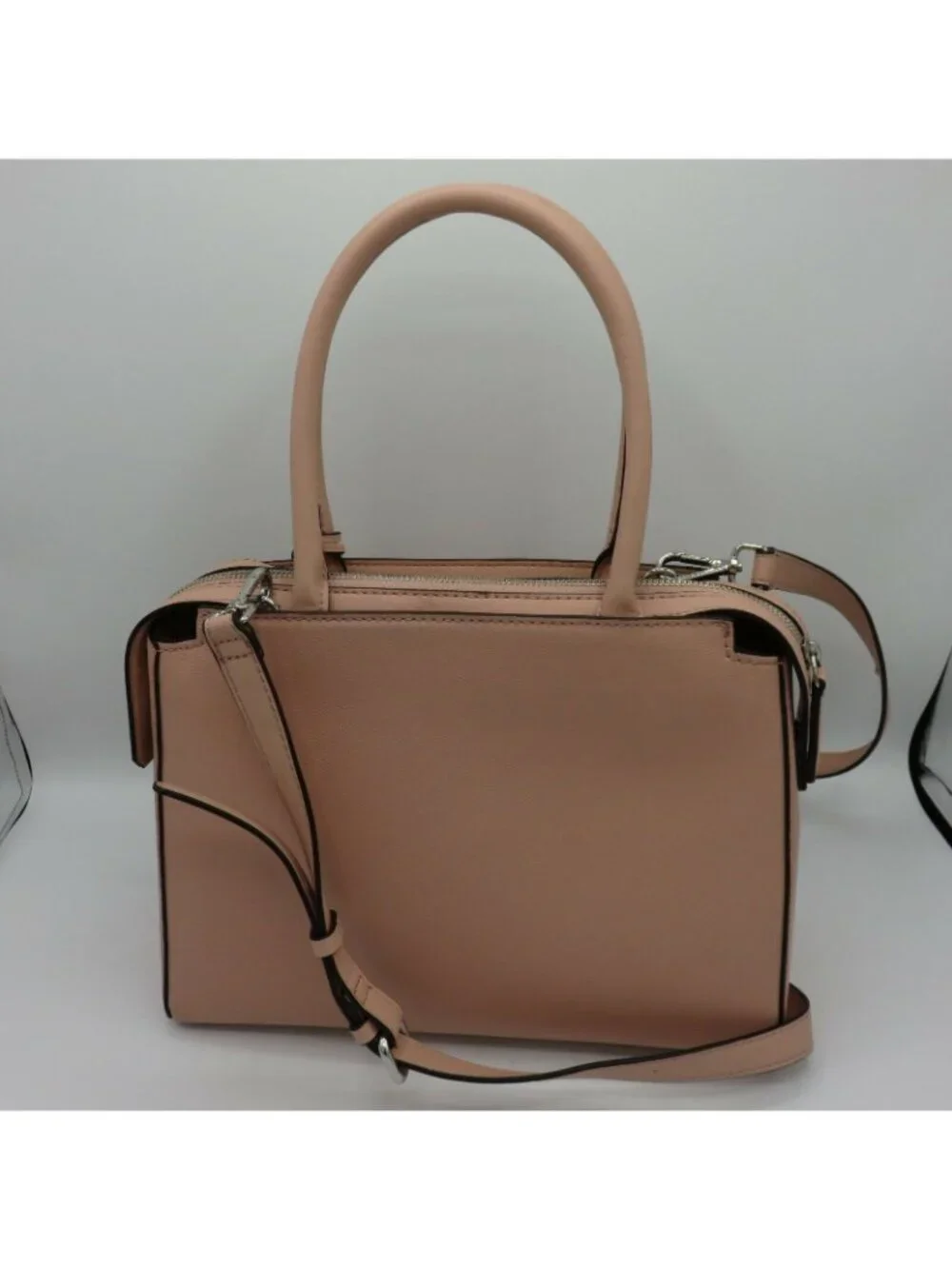 GUESS Abriella Blush Pink Faux Leather Logo Flap Top Handle Crossbody Purse NEW